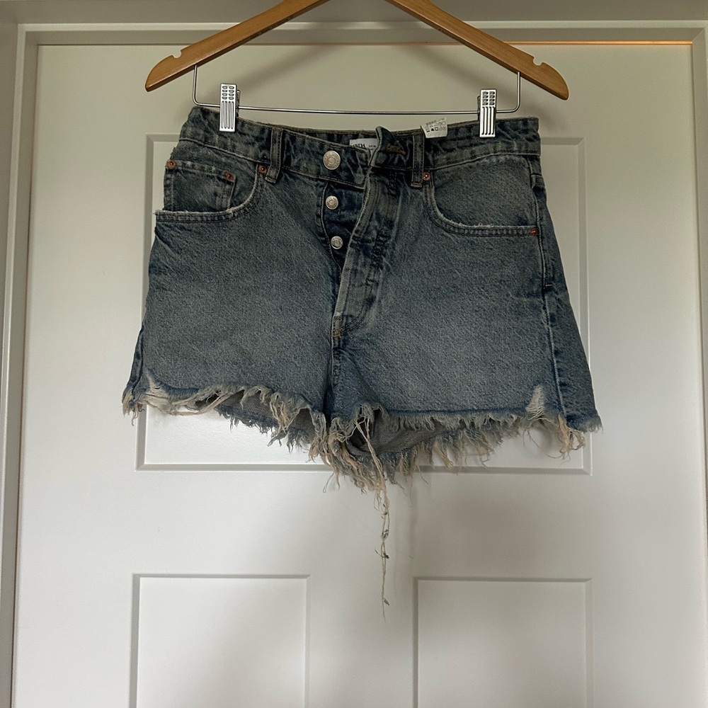 Zara button up jeans shorts